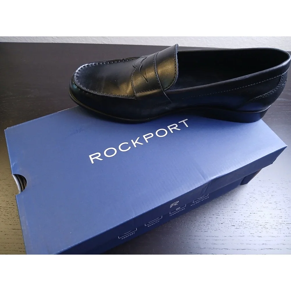 Rockport Mens Classic Loafer Penny Black Leather TruTECH M76443 Size 10.5 M